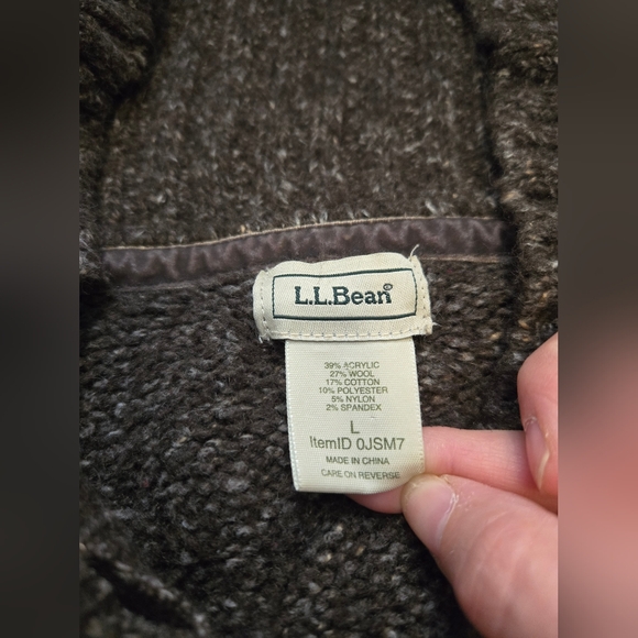 L.L.Bean Brown, Wool blend, Mock neck Cardigan. Size LG - Picture 4 of 12